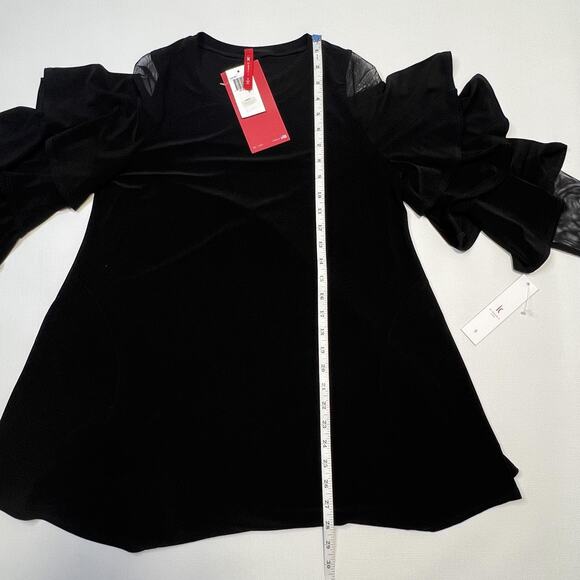 IC by Connie K Top Pants Set Womens Small Black Ruffle Sleeve Mesh Details USA - Picture 8 of 16